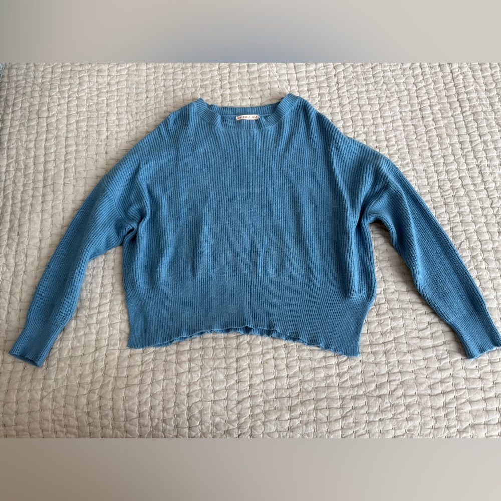 Blue Ribbed Cozy Sweater